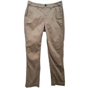 J.Crew Women's Straight Leg Chino Pants Flat Front Stretch Size 0 Tan Pockets